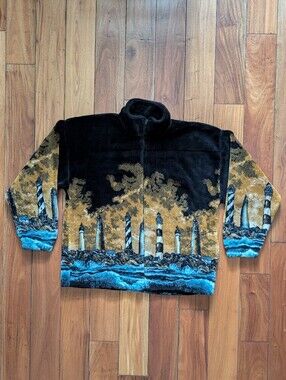 Lighthouses Vintage AOP Fleece Jacket (2X)